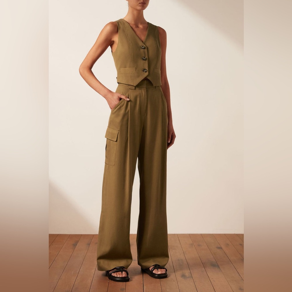 NWT Shona Joy Sara set - utility relaxed pant and fitted vest - Picture 2 of 10
